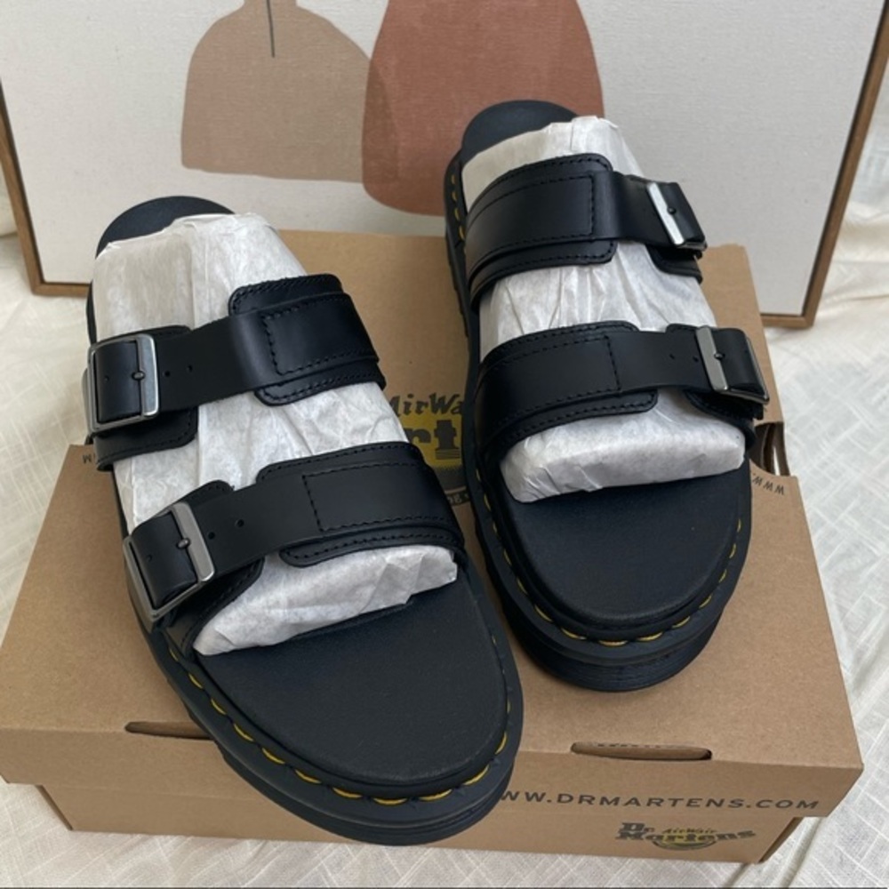 Dr. Martens Myles Brando Leather Buckle Slide Sandals View 3